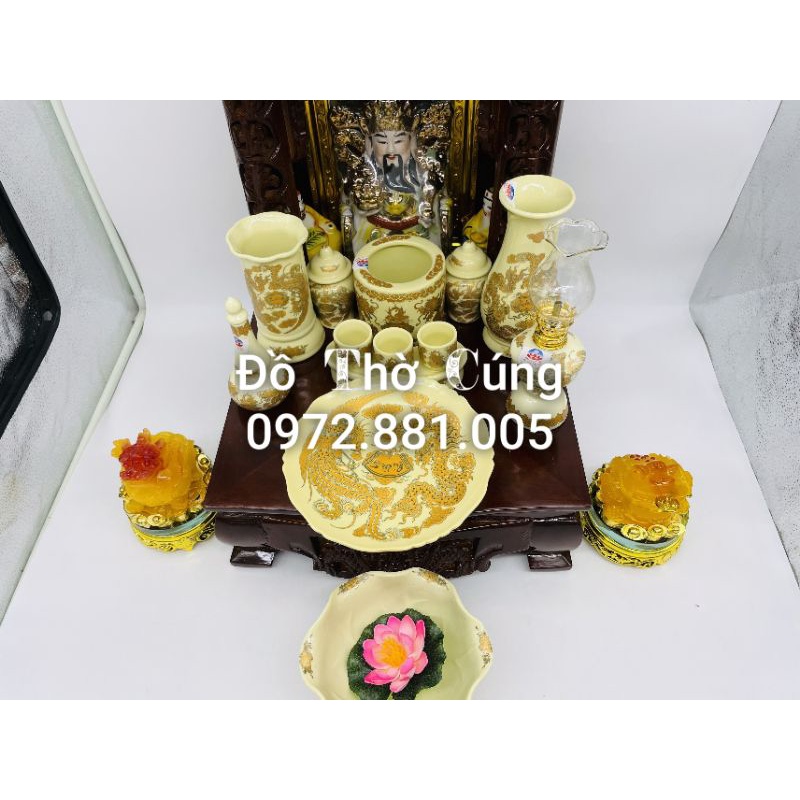 Bộ Đồ Thờ Thần Tài Gỗ Nâu