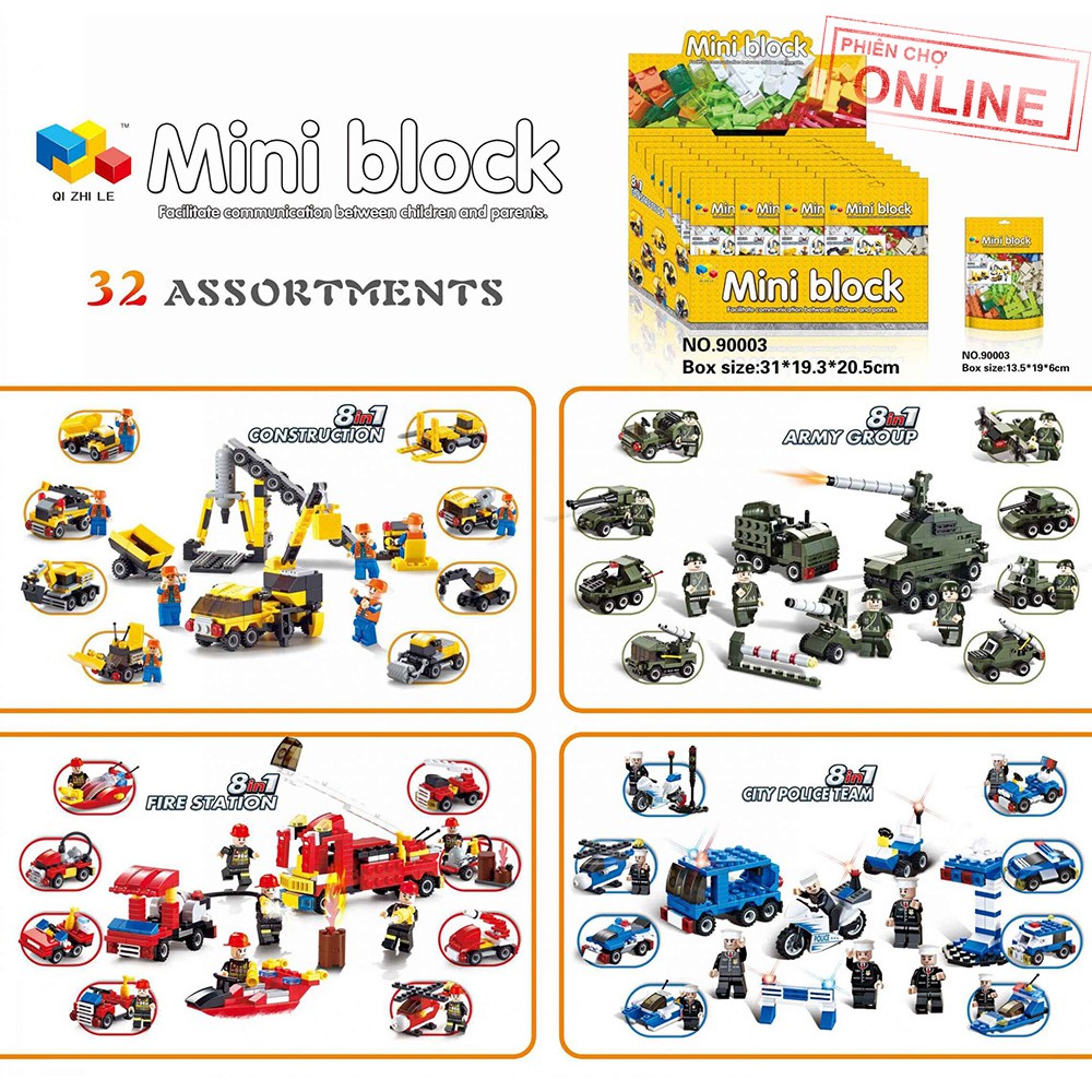 Lego Xe công trình 8 in 1 (8 Túi Lớn)-Hàng Chuẩn, giao mẫu ngẫu nhiên
