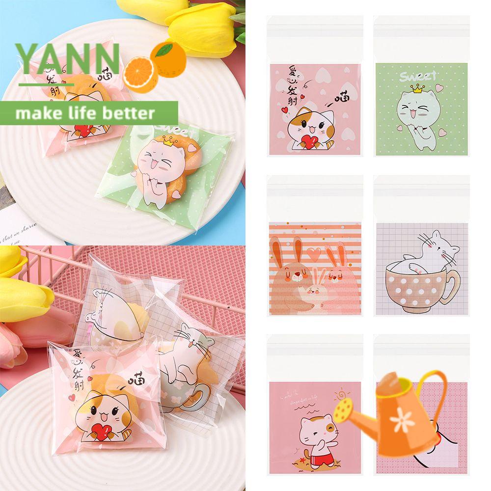 Set 100 Túi Nhựa Tự Dính In Họa Tiết Hoạt Hình Đựng Kẹo / Bánh Quy Kích Thước 7x7cm Trang Trí Tiệc Cướ