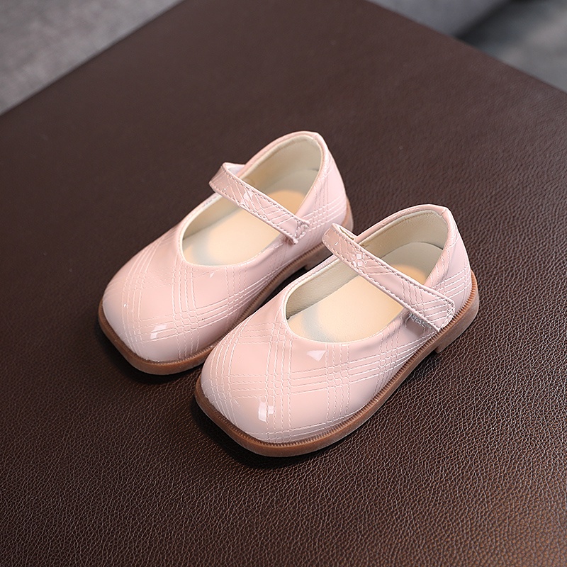 Giày Búp Bê Da Bóng Màu Trơn Chống Trượt Cho Bé 1-8 Tuổi