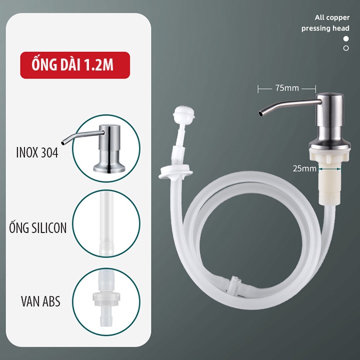 Vòi Bơm Hút Xà Phòng, Nước Rửa Chén Gắn Âm Bồn