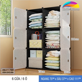 Tủ đựng quần áo ghép đa năng 6 cửa 6 ô – THDMHT0606