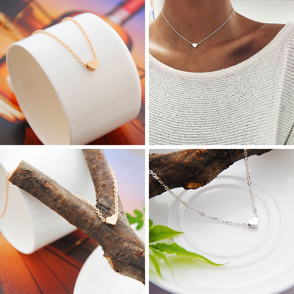 vòng cổ Mắt Xích Mặt Hình Trái Tim Mini Cho Nữ