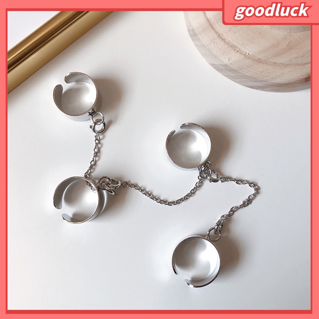 Nhẫn phối dây mắt xích nối phong cách Punk sành điệu cá tính