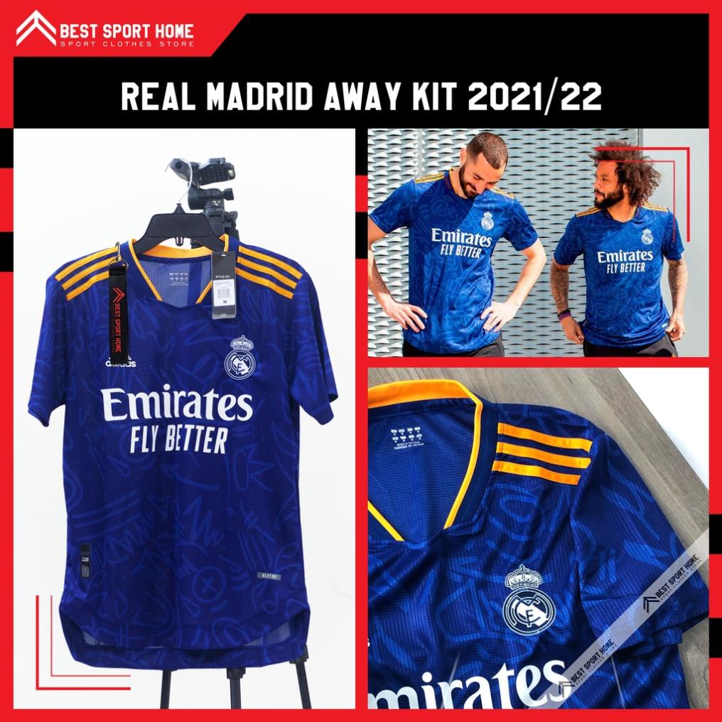 Quần Áo Bóng Đá Real Madrid Sân Khách - Awaykit 21/22 Màu Xanh Đậm Vải Dệt Kín Mềm Size Âu - In Ấn Theo Yêu Cầu ⚡