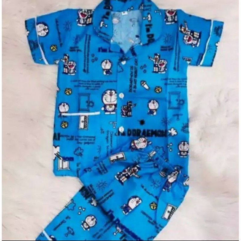 Piyama Quần Áo Giường Trẻ Em Họa Tiết DORAEMON Màu Xanh Dương / Xanh Dương PIYAMA / Trẻ Em