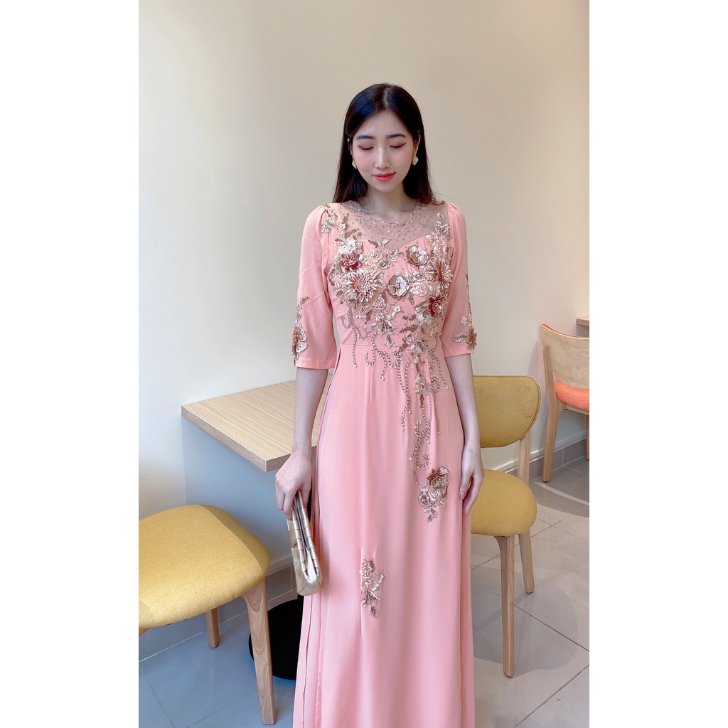 đầm dạ hội dự tiệc nữ cao cấp , thiết kế cao cấp 2 lớp sang trọng phối hoa