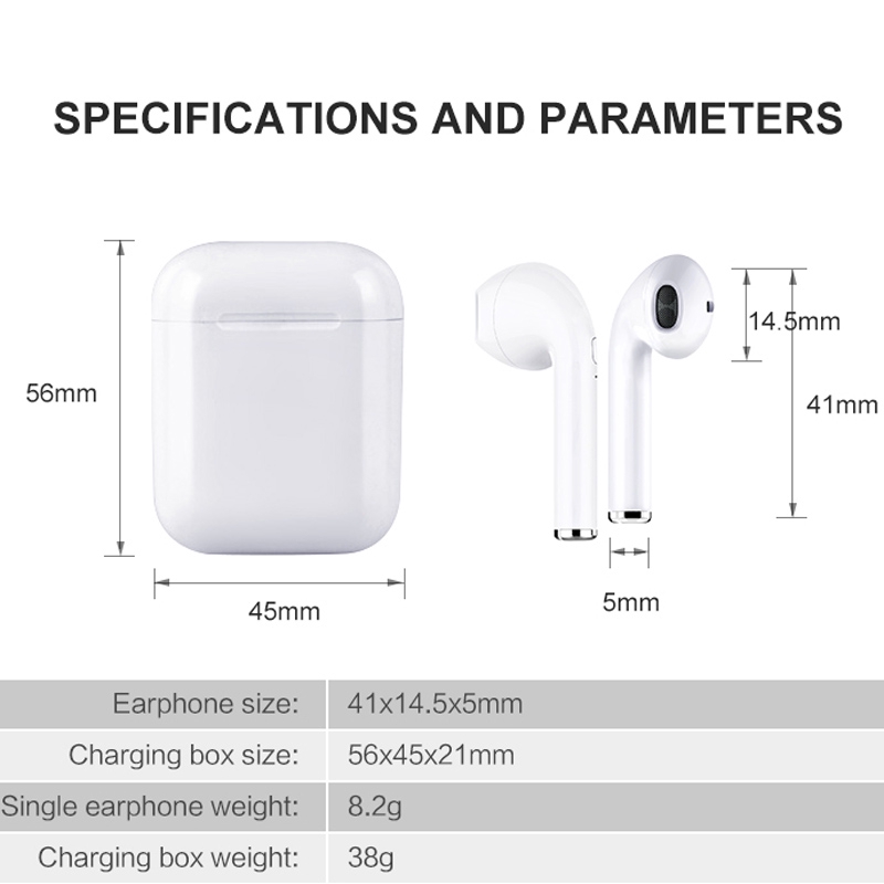 i8 TWS can dây Bluetooth Tai nghe In-Ear Âm nhạc Tai nghe Stereo Headset Box