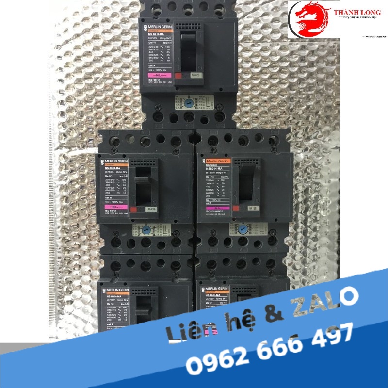 Aptomat bảo vệ động cơ Schneider NS80H MA 25 A 3P 3D