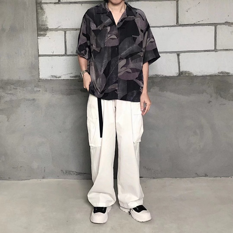 Áo Sơ Mi Tay Ngắn Dáng Rộng Họa Tiết Lá Thời Trang Mùa Hè Cho Nam Size M-3XL