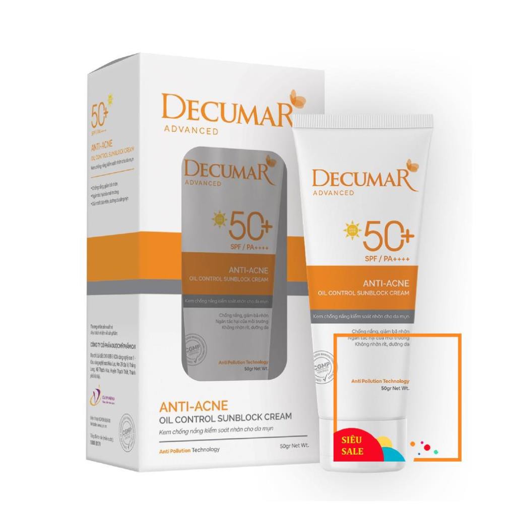 [NEW] Combo sạch mụn DECUMAR ADVANCED [Gel rửa mặt kiềm nhờn, gel ngừa mụn, kem chống nắng] (Decuma, advance)