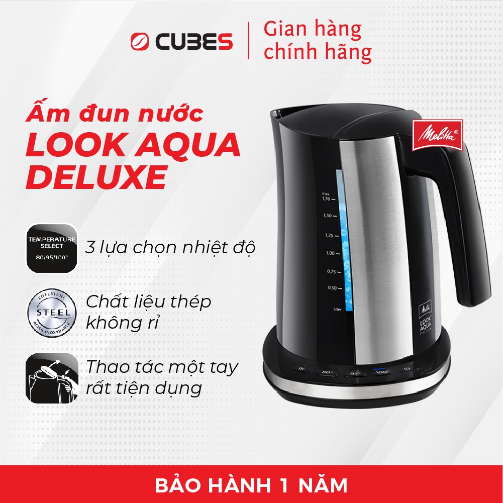 Ấm đun nước Melitta Look Aqua Deluxe - Nhập khẩu từ Đức