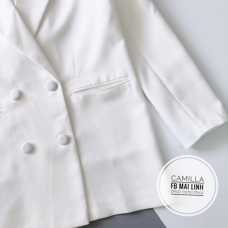 ⚡️ÁO VEST SUÔNG THIẾT KẾ⚡️Áo Vest suông 1 lớp cúc bọc 2 màu đen trắng | BigBuy360 - bigbuy360.vn