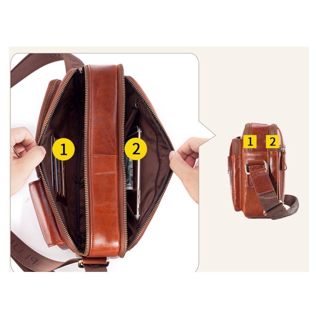 Túi đeo chéo đeo vai nam 100% da bò thật cao cấp phong cách châu âu