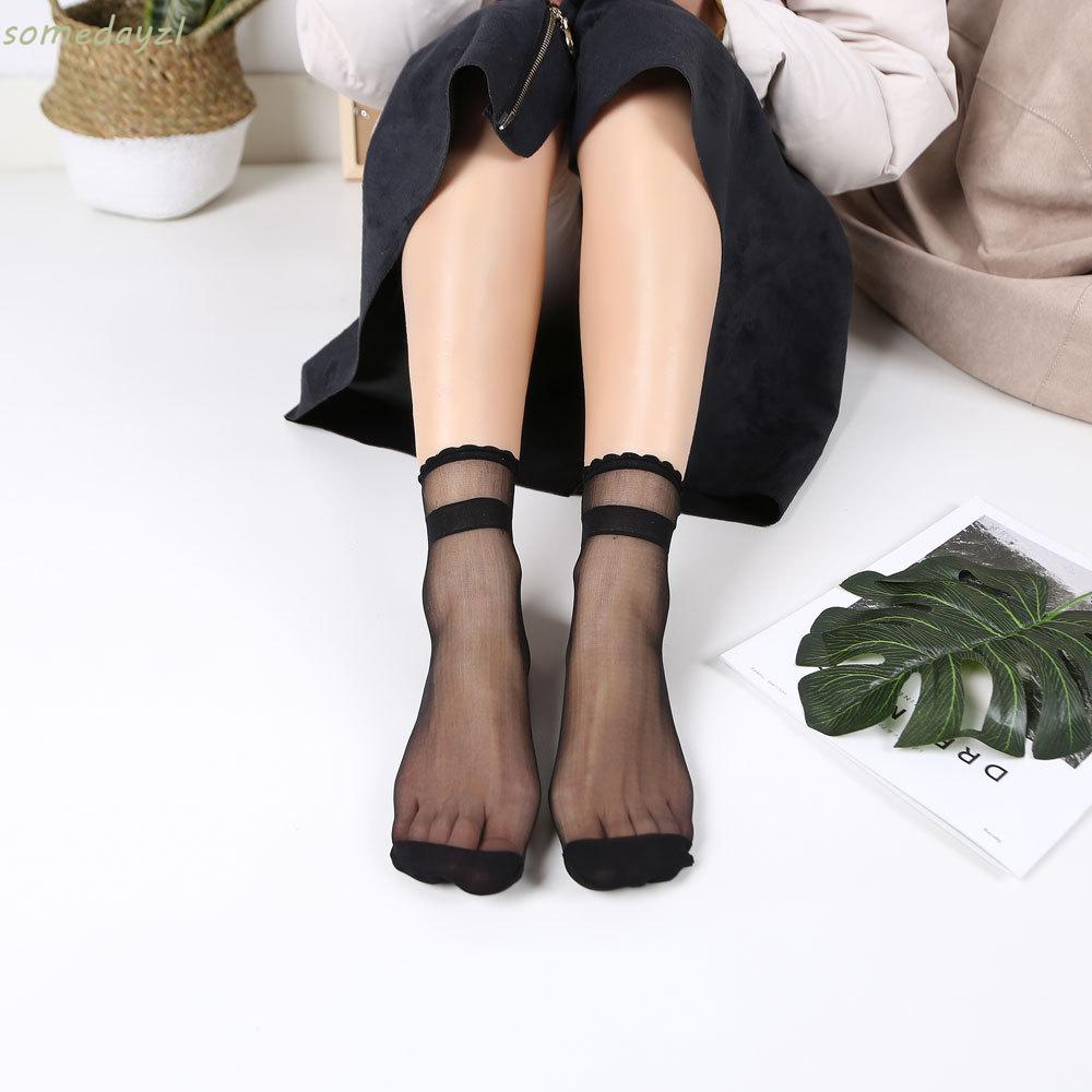 (Hàng Mới Về) Bộ 5 Đôi Tất Ren Trong Suốt Thời Trang Mùa Hè Cho Nữ