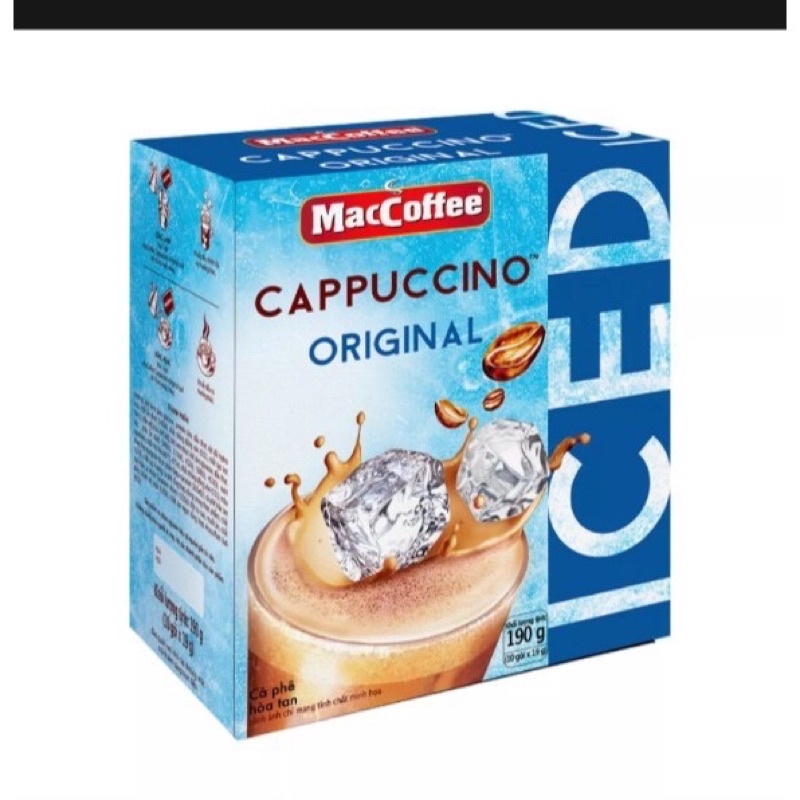 CAFE VỊ CAPUCHINO ORIGINAL &amp; CHEESE MACCOFFE ( hộp 10 gói )