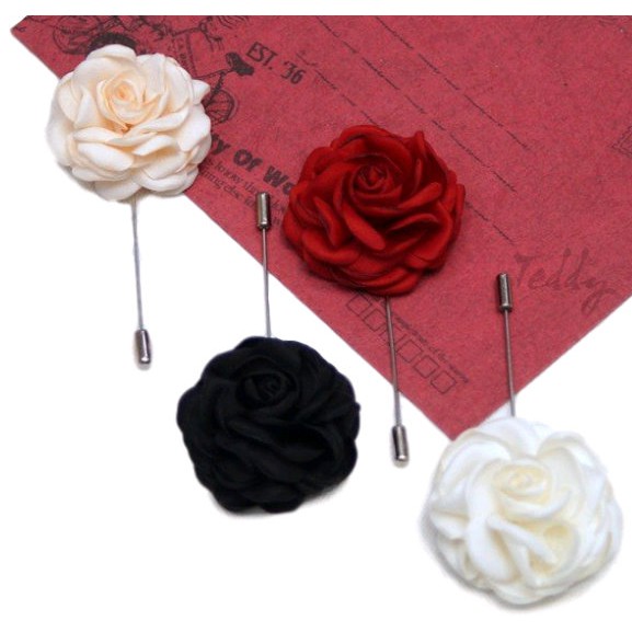 Trâm cài áo hoa hồng lụa handmade RP021