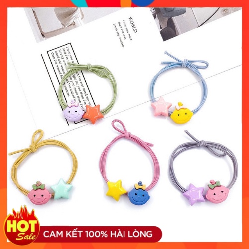 Thun buộc tóc cột tóc 2 ngọc nhiều màu cho bé