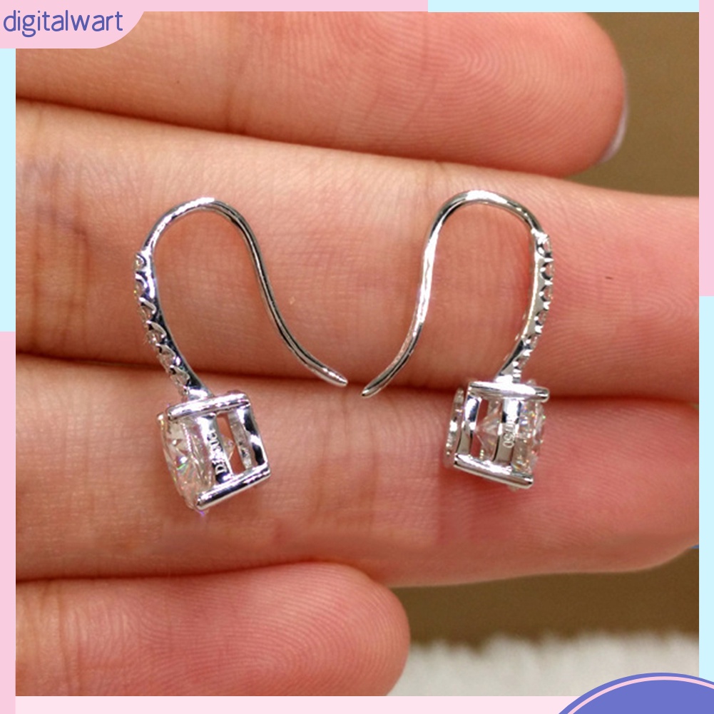 Bông Tai Tròn Dạng Móc Đính Đá Zircon Thời Trang Cho Nữ