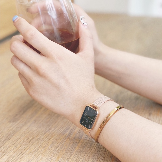 Đồng hồ nữ daniel wellington Quadro Pressed Melrose dây kim loại dw chính hãng fullbox check code