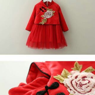 Váy nỉ nhung hoa thêu 220k sale 160k