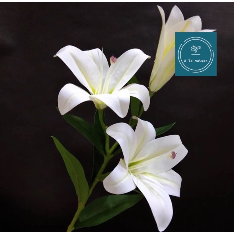 Cành hoa Lily nhân tạo cao cấp 72cm,hoa decor trang trí không gian sang trọng.