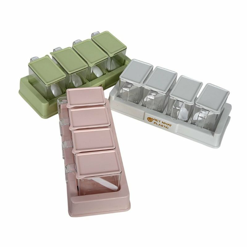 Bộ 4 lọ đựng gia vị có thìa Việt Nhật