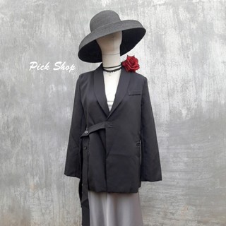 Pick Shop - Ảnh thật - Set vest không nút và quần ống rộng cạp cao S009