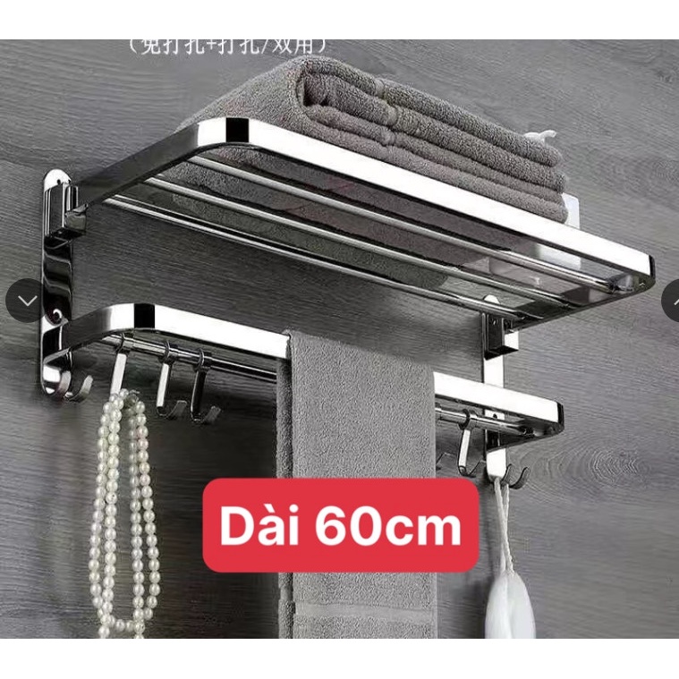 Giá Treo Khăn Tắm, Kệ Để Đồ Phòng Tắm Inox Không Gỉ Không Khoan Tường Cao Cấp Mun.Home