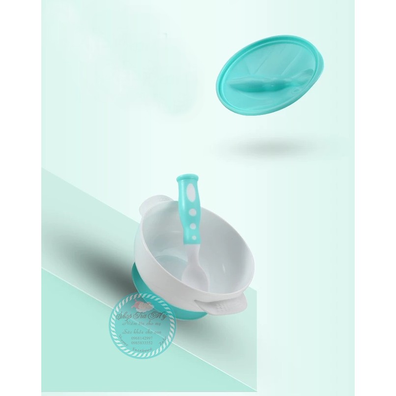Đồ Dùng Ăn Dặm, Bát Ăn Dặm Cho Bé Chống Đổ Có Nắp Đậy, Thìa Và Dĩa DD210