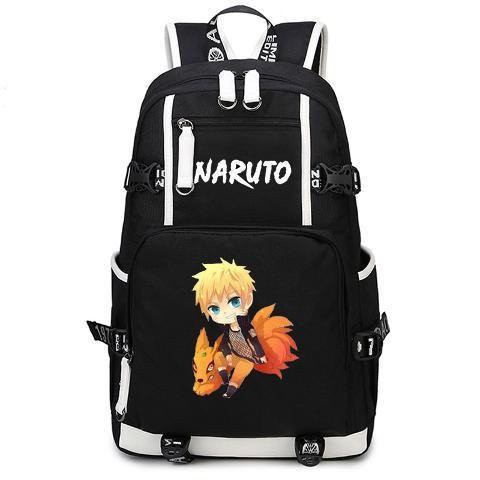 Balo 2 Vạch Kẻ Trắng in hình NARUTO anime chibi đi học thời trang độc đáo