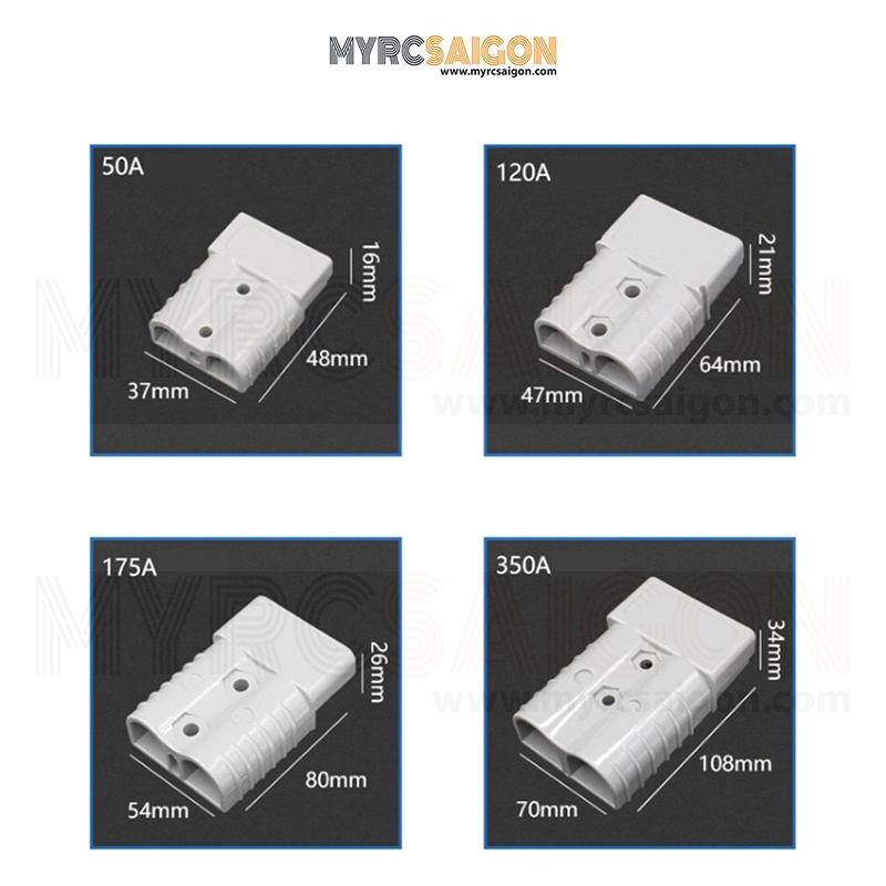 Giắc SMH Anderson cắm pin xe máy điện, xe nâng điện, giắc Acquy UPS - 50A, 120A, 175A chống cháy