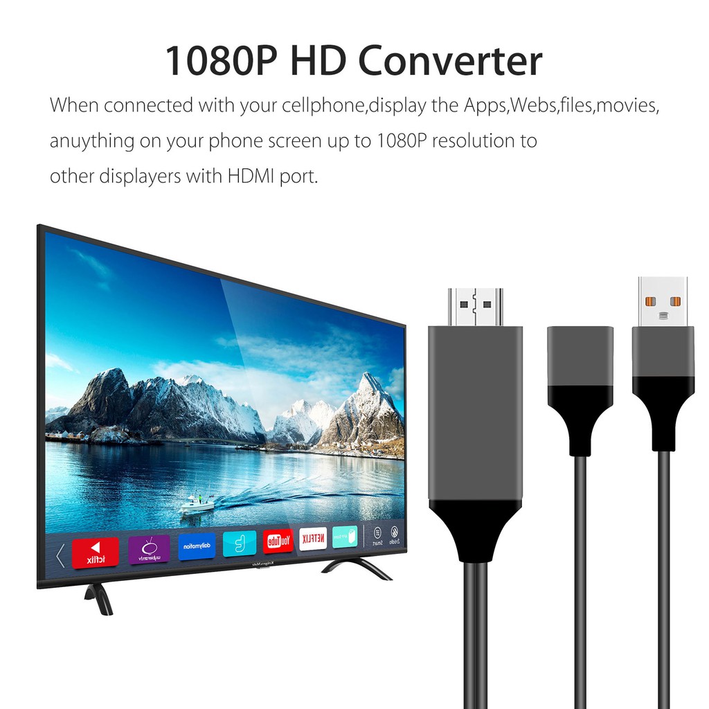 Dây HDMI Kết Nối Các Dòng Điện Thoại Với Tivi - Dùng Cho Samsung, Xiaomi, Oppo, Huawei, Vsmart, Iphone