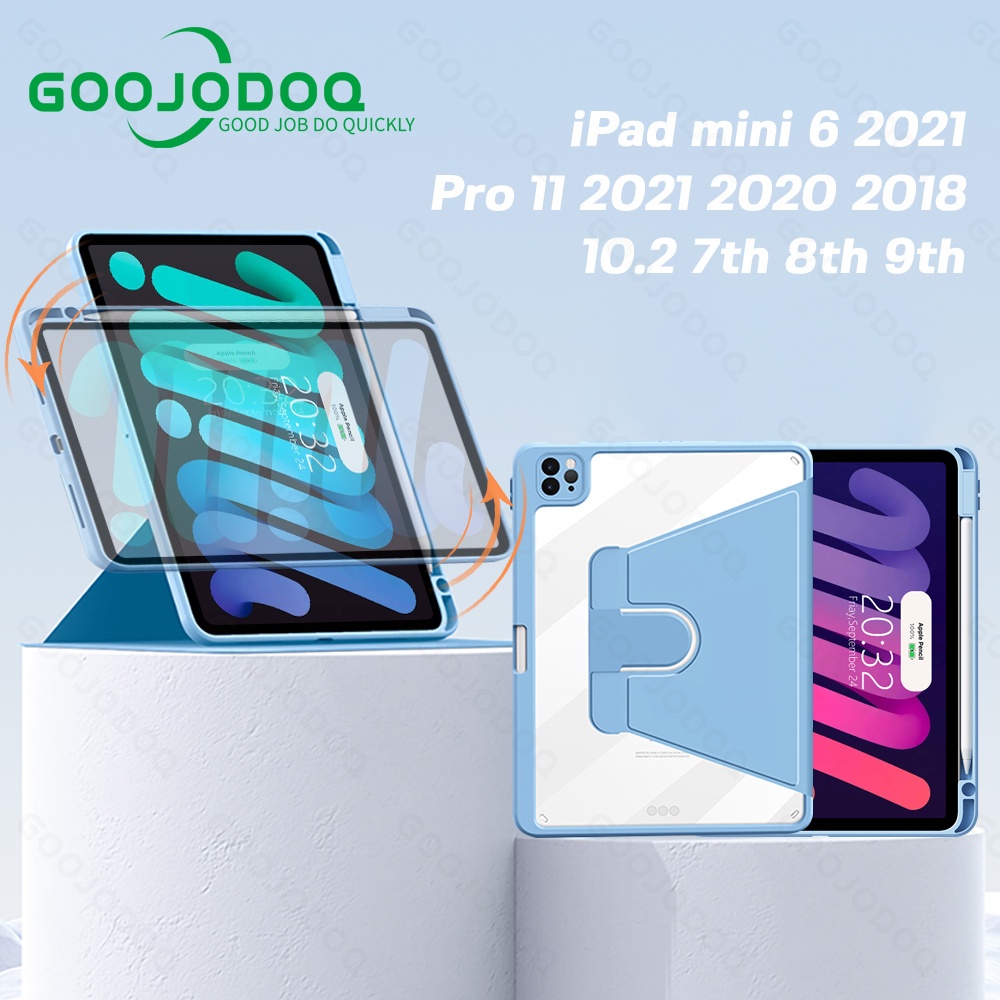 Bộ bao da máy tính bảng GOOJODOQ xoay 360 độ giữ bút cảm ứng cho iPad Mini6 8.3Pro 11 2021 Air4 10.9 2020 10.2 gen9/8/7