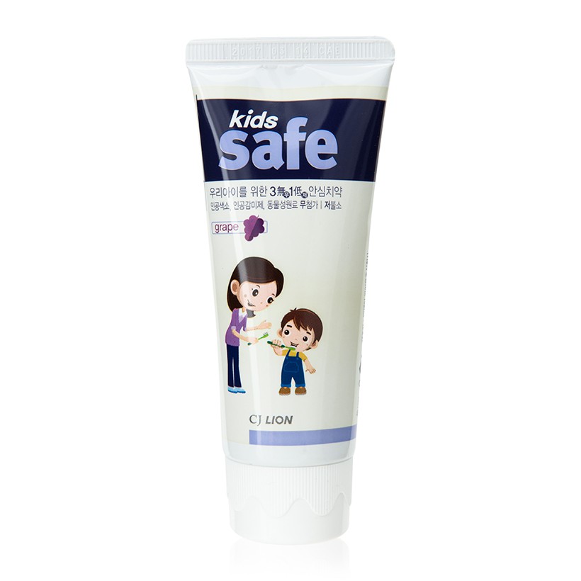 Combo 5 Kem đánh răng trẻ em Hàn Quốc Hương Nho CJ Lion Kids Safe 90gr