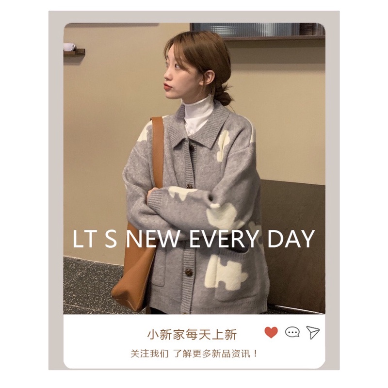 Áo khoác len Cardigan có cổ siêu xinh