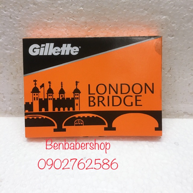 Hộp 100 lưỡi lam Gillette - London Bridge (Cam) cho Barbershop salon,
