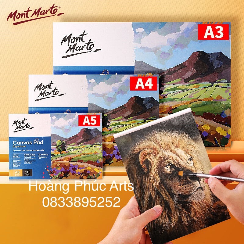 Toan vải vẽ, canvas dạng sổ Mont Marte , Canvas Pad Mont Marte các size A5/A4/A3 - tập 10 toan, 280gsm