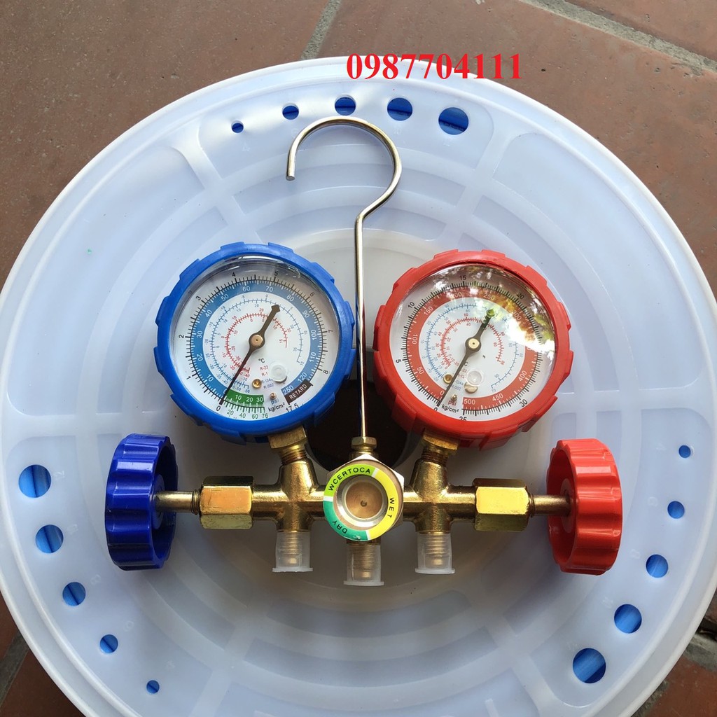 Đồng hồ đo gas đôi kèm dây nạp gas lạnh cao cấp