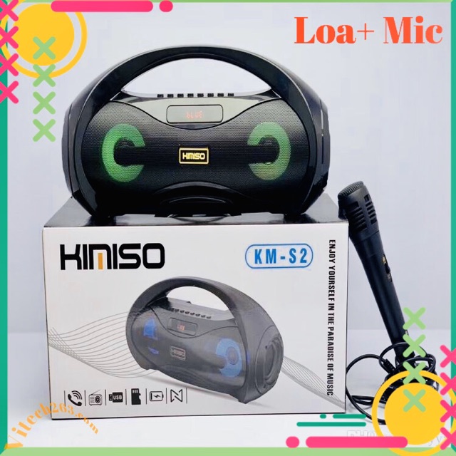 Loa Karaoke Bluetooth KIMISO KM-S1 Chính hãng - Tặng kèm( Mic hát Karaoke+Cóc sạc 5V- USB 4Gb)