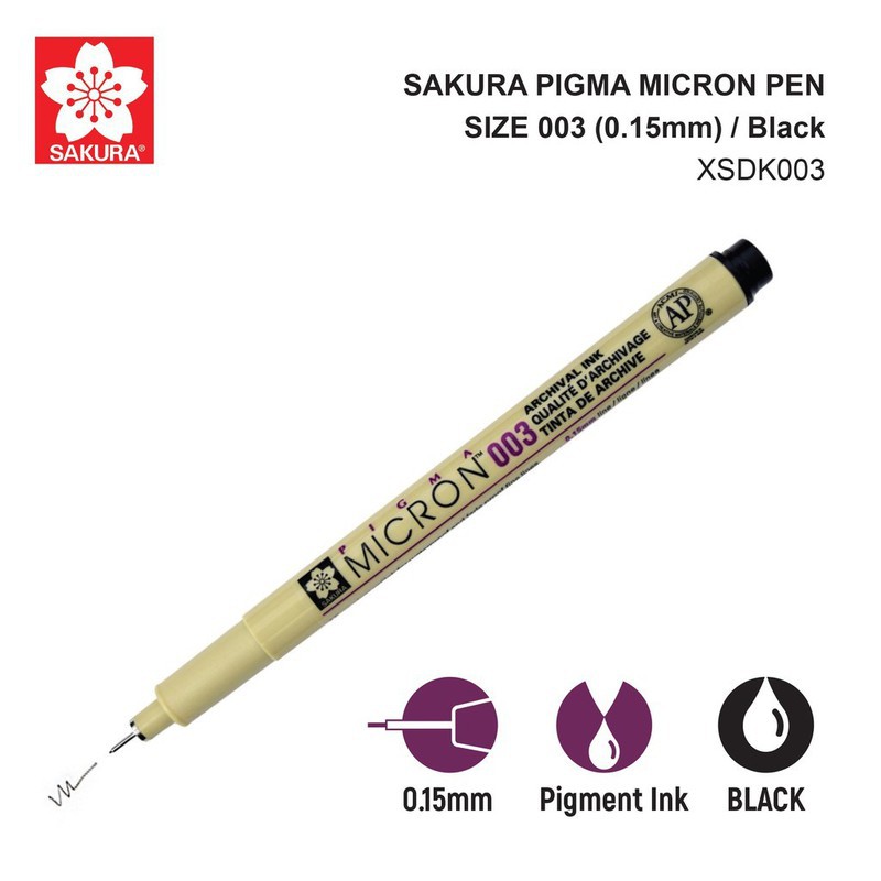 BÚT KIM ĐI NÉT SAKURA PIGMA MICRON FULL SIZE - Made in Japan