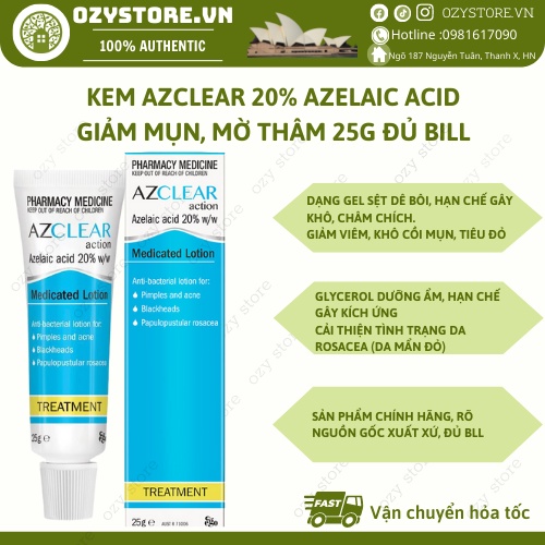 Kem AZCLEAR Action Lotion giảm mụn, mờ thâm 25gr