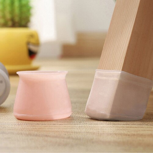 Bọc chân ghế silicon dẻo chống trơn trượt bảo vệ sàn nhà tránh gây tiếng ồn khi di chuyển bàn ghế màu trắng hồng