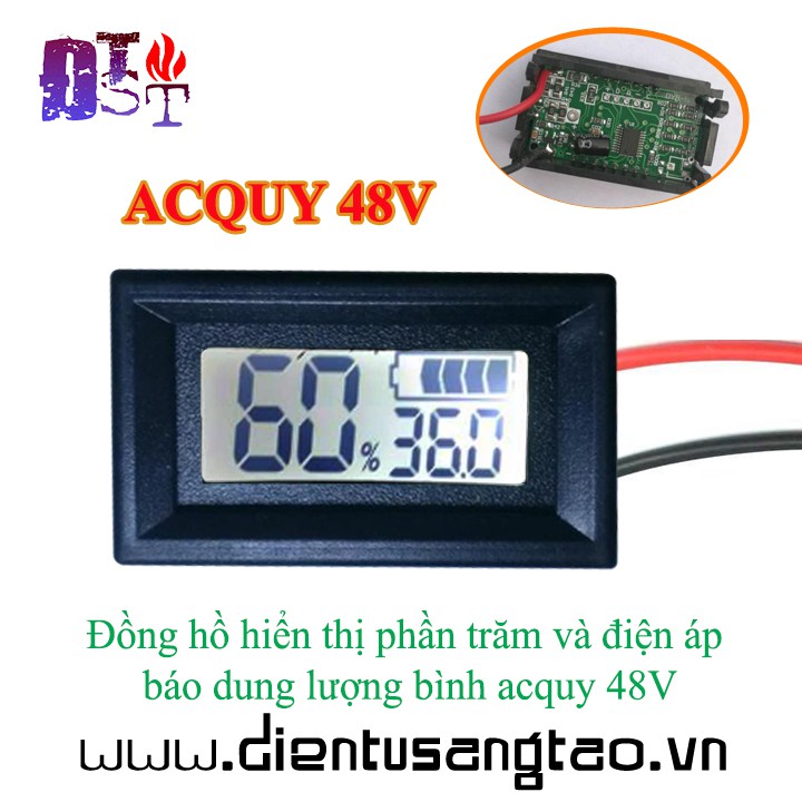 Đồng hồ hiển thị phần trăm và điện áp báo dung lượng bình acquy 48V