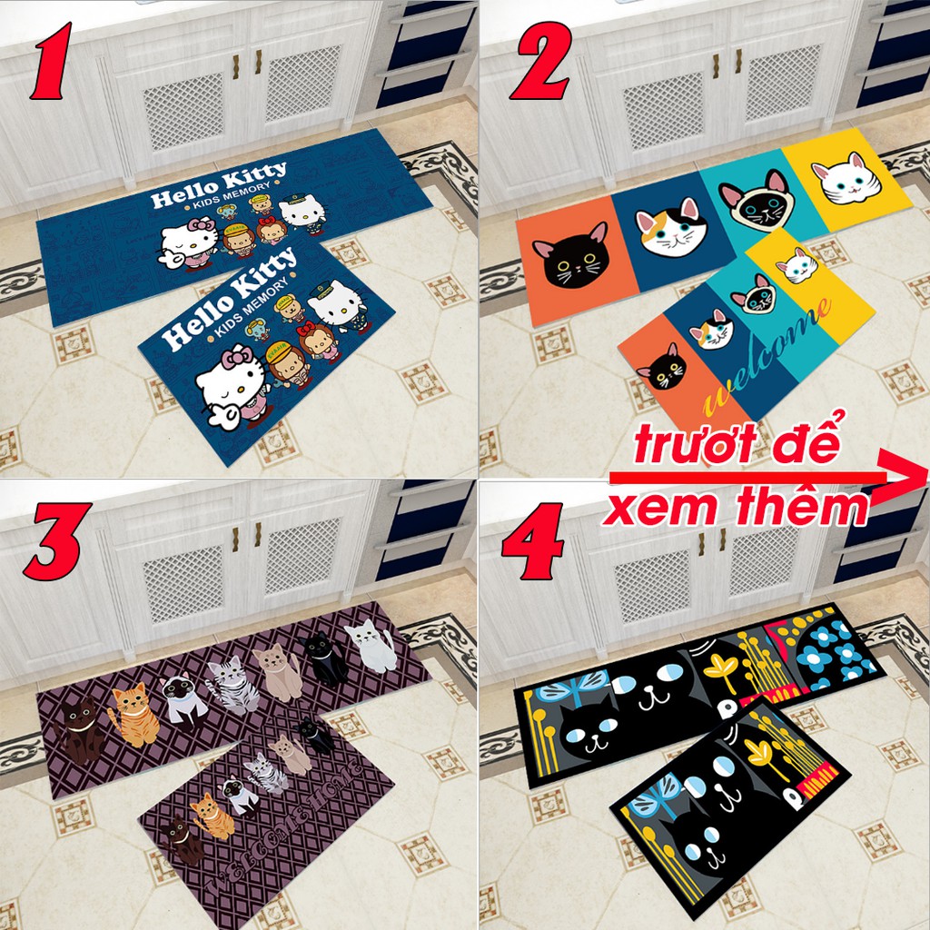 Bộ 2 thảm bếp trang trí đẹp, mới nhất 2019 (40x60, 40x120 cm)