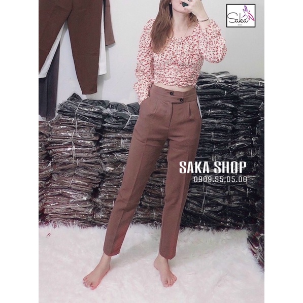 Quần tây baggy công sở nút lệch vati tuyết mưa