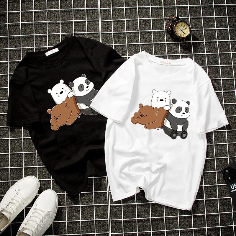 Áo thun unisex Hàn Quốc in 3 con gấu dễ thương vải dày mịn 2019T1041