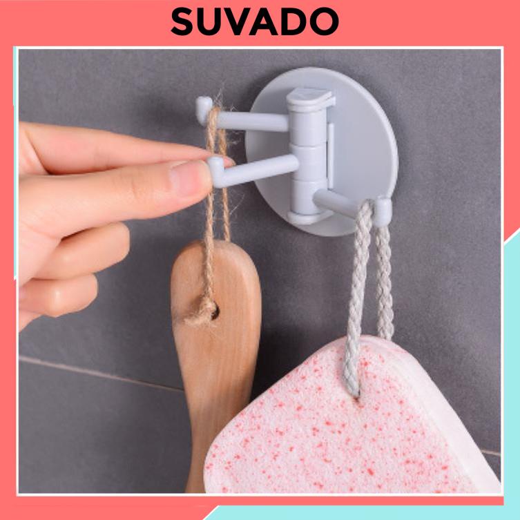 Móc treo dán tường chịu lực 3 chân bằng nhựa hình tròn để đồ nhà bếp phòng tắm khách ngủ B016 SUVADO