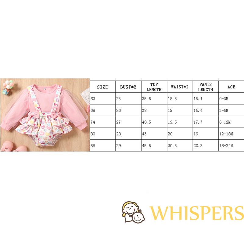 Bộ áo liền quần tay dài cổ tròn + quần short in họa tiết trái tim xinh xắn cho bé gái