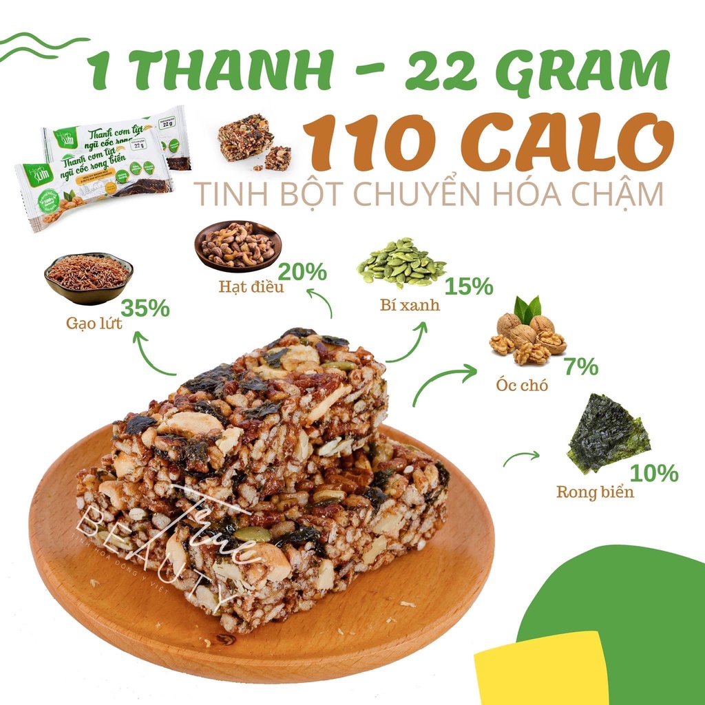 Thanh cơm lứt ngũ cốc chà bông,rong biển herbslim.Cho người ăn kiêng & giảm cân-True Natural Trấn Thành